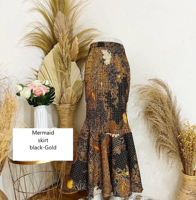 Mermaid Skirt Batik, sarong Batik Kebaya, Pleated Mermaid Skirt Various Motif