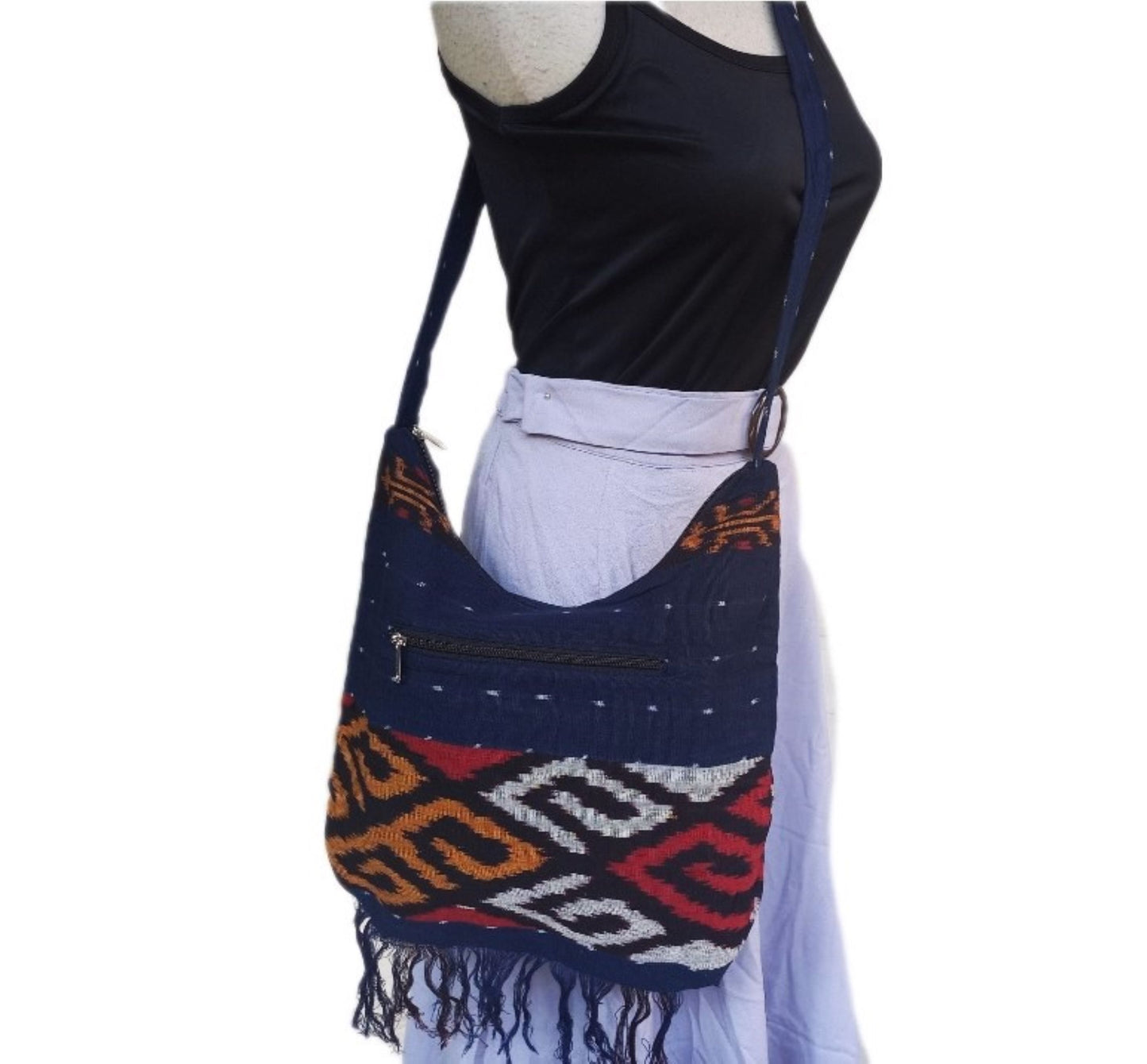 Bohemian bag,  boho crossbody Bag, hippie bag ikat, tribal bag