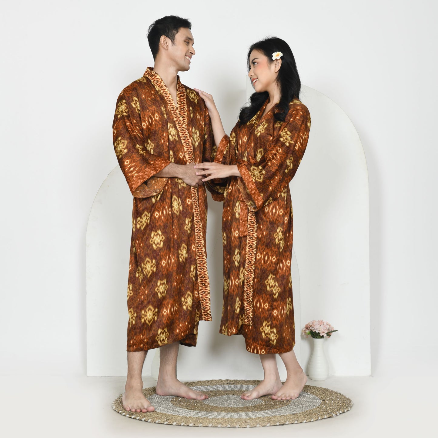 Brown Silk Robe women, Silk Kimono Luxury handmade various size