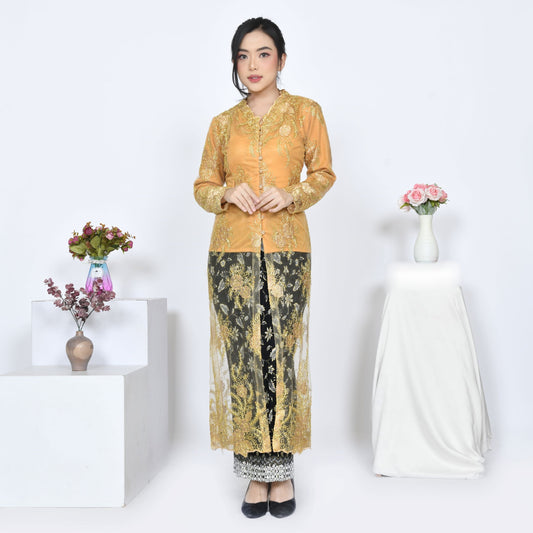 Wedding Kebaya, Long Kebaya, brides Kebaya, golden Kebaya, modern kebaya